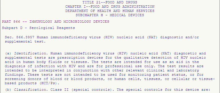 FDA Zulassung und special controls für HIV PCR